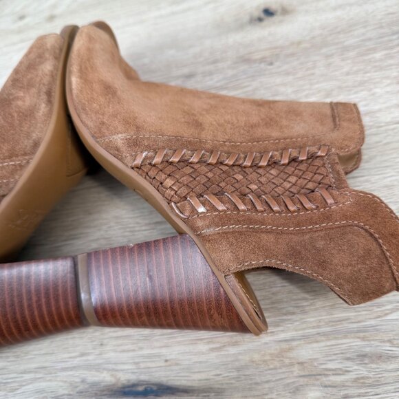 Franco Sarto Womens Sylvania Suede Leather Open Toe Heeled Booties Size 5.5 Boho - Picture 5 of 13